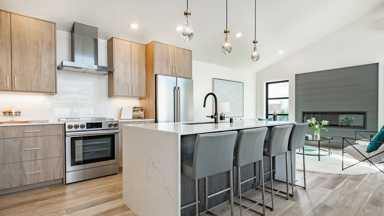 modern kitchen with stainless steel appliances